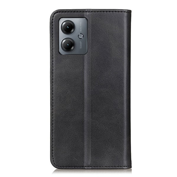 Flip Etui med Pung i Ekte Lær til Motorola Moto G14 4g - Svart