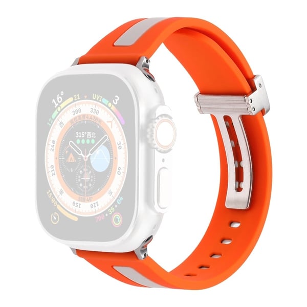 Apple Watch Series 9 41 mm tofarget silikonrem - Oransje / Stjernelys