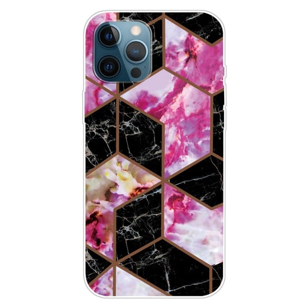 Marble iPhone 15 Pro Max Etui - Svart og Rose Klinkekule