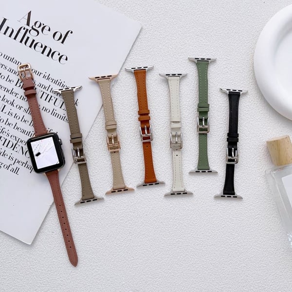 Apple Watch Series 9 41mm ægte læderrem - Grå