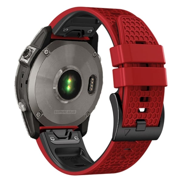 22 mm silikonrem i tofarget honeycomb-stil for Amazfit / Garmin / Coros-klokke - Rød + Svart