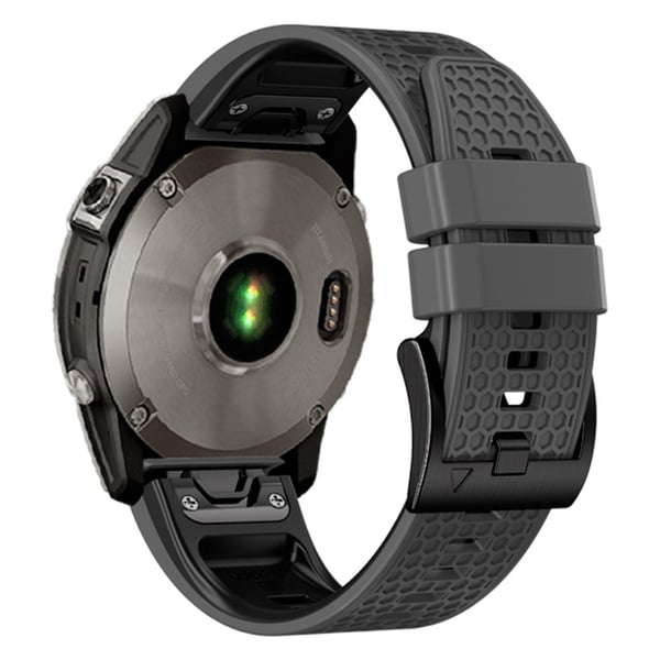 26 mm silikonrem med tofarget prikkstruktur for Garmin Watch - Kullgrå + Svart