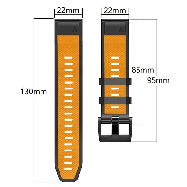 22 mm tofarget silikonrem i rutestil til Amazfit / Garmin / Coros-klokke - Rød + Svart