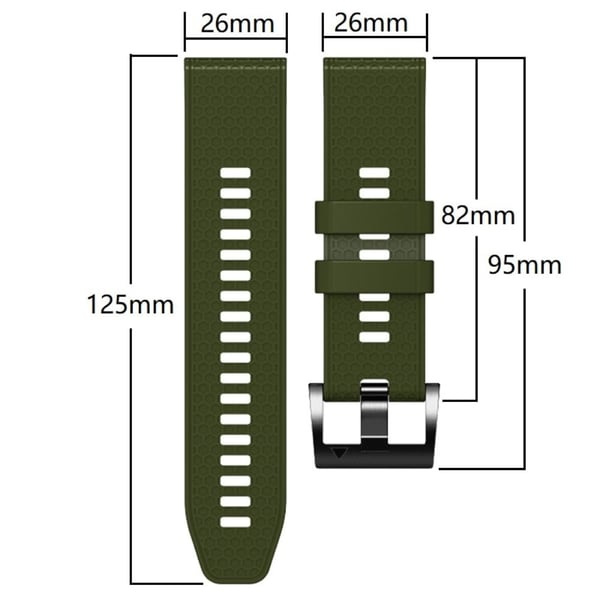 26 mm silikonrem med tofarget prikkstruktur for Garmin Watch - Lime + Svart
