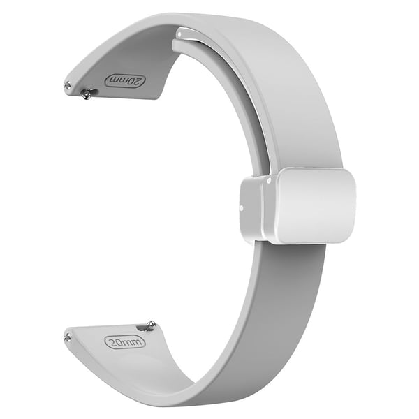 22 mm universal silikone-sportsrem med sølvfarvet magnetisk spænde - Lysegrå 22 mm universal silikone-sportsrem med sølvfarvet magnetisk spænde - Lysegrå