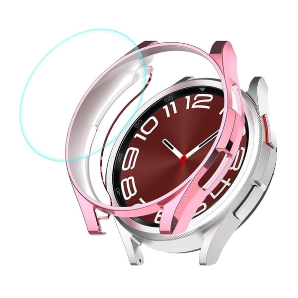 HAT PRINCE Samsung Galaxy Watch 6 Classic (47 mm) galvanisert deksel med herdet glass - Rosa