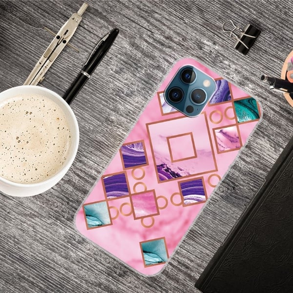 Marble iPhone 15 Plus Etui - Rose i Diamant Former