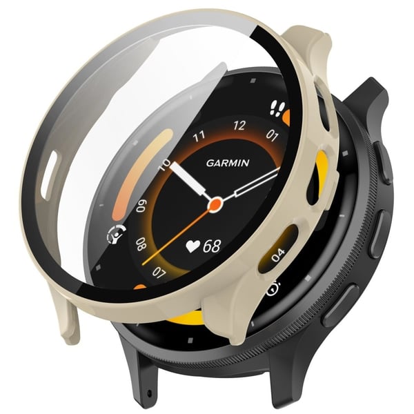 Garmin Venu 3S-cover med hærdet glas - Elfenbenshvid