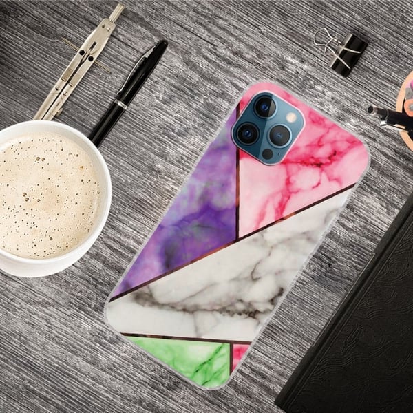 Marble iPhone 15 Pro Max Etui - Lilla / Rose / Hvit / Grønn