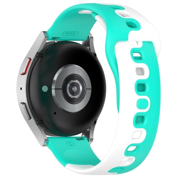 20 mm universal silikonrem i to farger - Cyan / Hvit