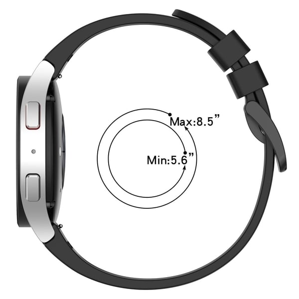 20mm Samsung Galaxy Watch 6 / 6 Classic / 4 / 4 Classic silikonerem - Sort