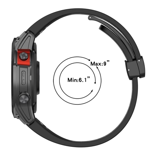 26 mm silikonrem med flere hull og spenne til Garmin Watch - Svart