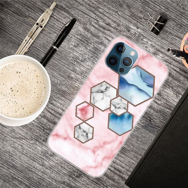 Marble iPhone 15 Plus Etui - Sekskant Fragment Klinkekule