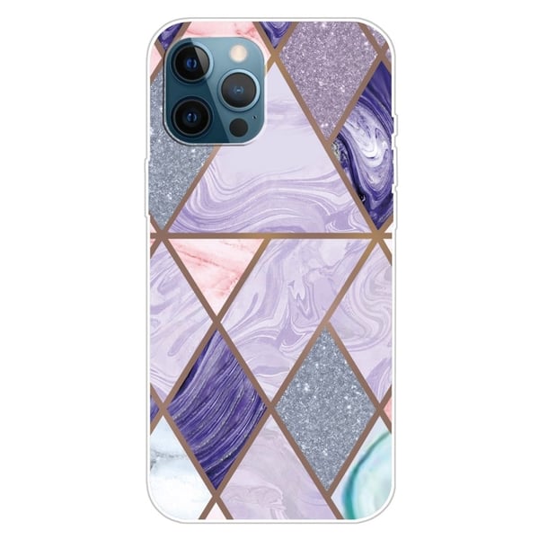 Marble iPhone 15 Etui - Trekanter og Diamant Klinkekule
