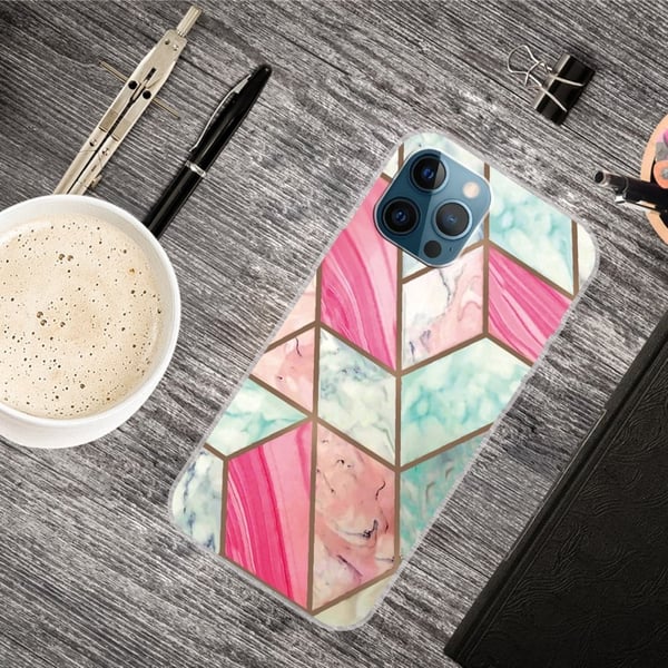 Marble iPhone 15 Etui - Fargerik Klinkekule Tile