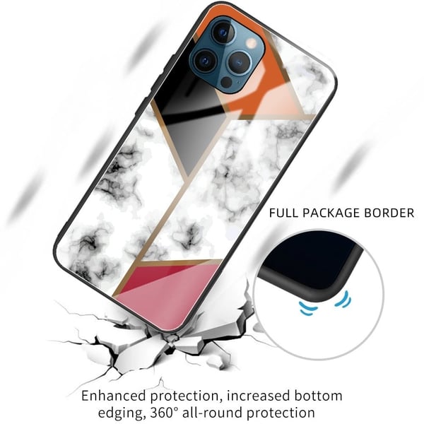Fantasy Marble iPhone 15 Pro Max Deksel - Oransje / Blå / Scarlet / Hvit Klinkekule