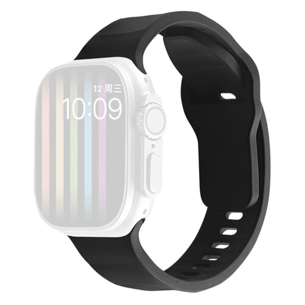 Apple Watch Series 9 45 mm / Ultra 2 silikonrem i bølget stil - Svart