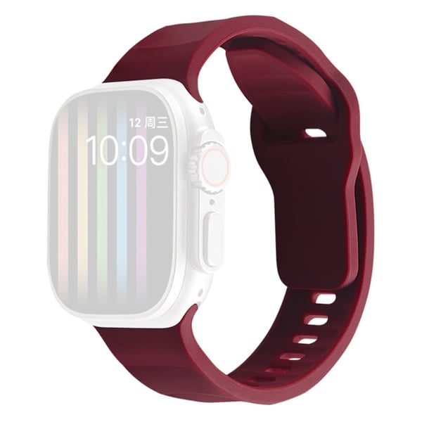 Apple Watch Series 9 45 mm / Ultra 2 silikonrem i bølget stil - Vinrød