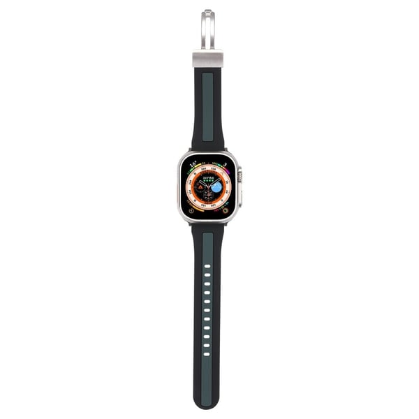 Apple Watch Series 9 41 mm tofarget silikonrem - Svart / Militærgrønn