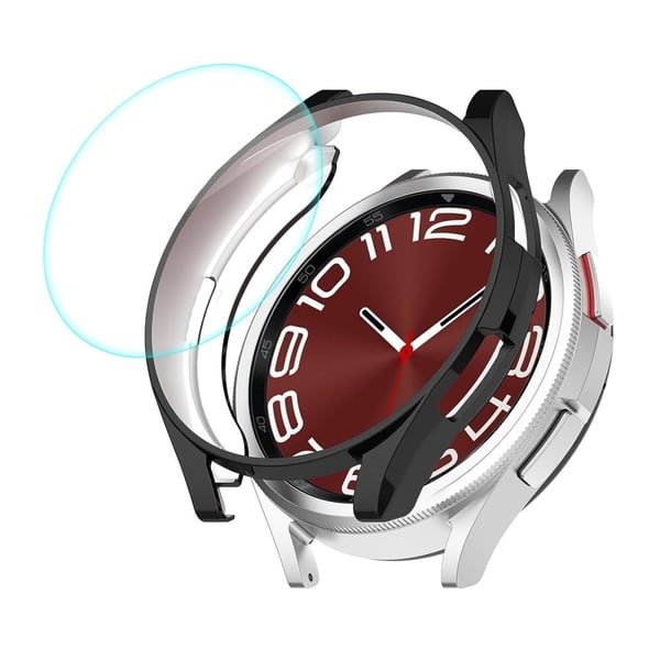 HAT PRINCE Samsung Galaxy Watch 6 Classic (47 mm) galvanisert deksel med herdet glass - Svart
