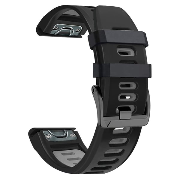 22 mm tofarvet silikonerem til Amazfit / Garmin / Coros-ur - Sort + Grå