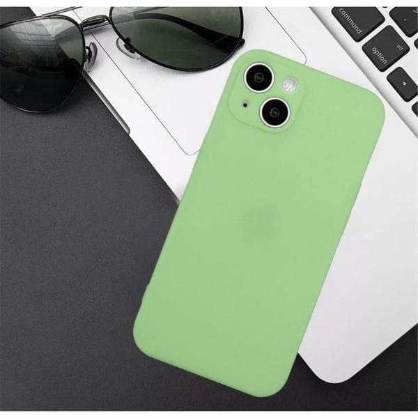 iPhone 15 Straight Edge Phone Case Drop Resistant Flexible Precise Cutout Protective Cover - Matcha-Grøn