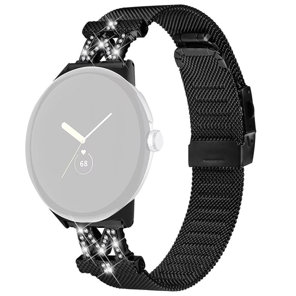 Google Pixel Watch strassdekorert metallrem med spenne - Svart