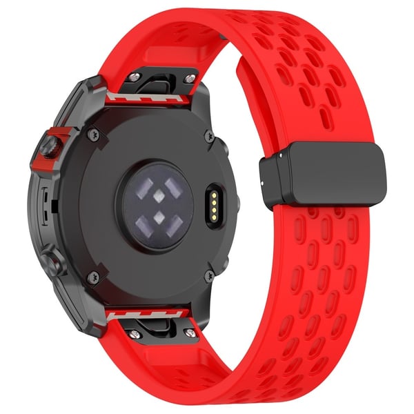 20 mm silikonerem med flere huller og spænde til Garmin Watch - Rød