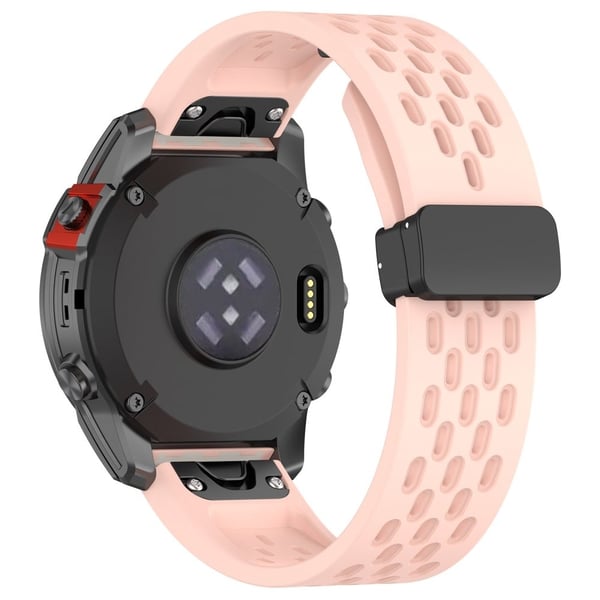 20 mm silikonerem med flere huller og spænde til Garmin Watch - Lyserød