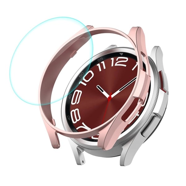 HAT PRINCE galvanisert deksel med herdet glass til Samsung Galaxy Watch 6 Classic (47 mm) - Rose Gull