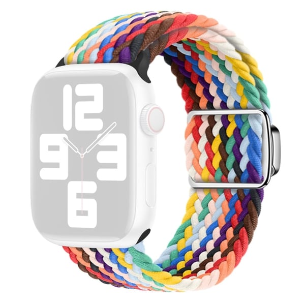 Apple Watch Series 9 41 mm flettet nylonrem - Regnbue