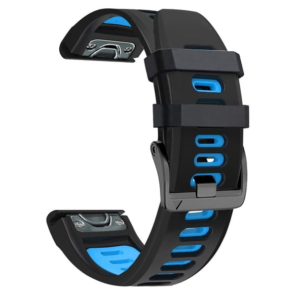 22 mm tofarvet silikonerem til Amazfit / Garmin / Coros-ur - Sort + Midnatsblå