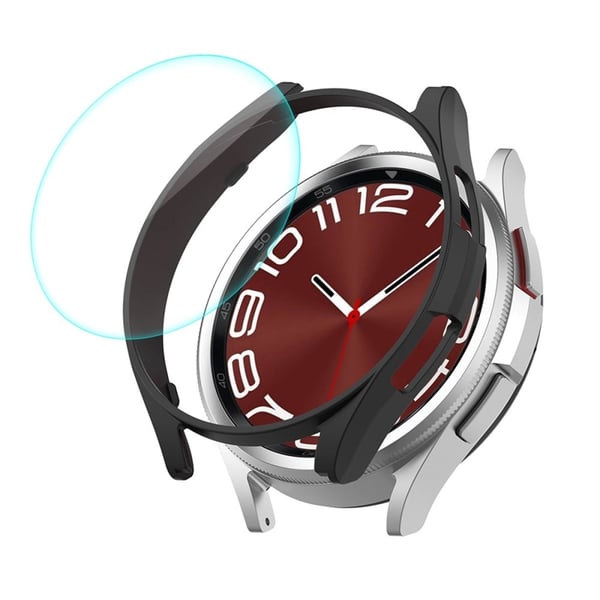 HAT PRINCE galvanisert deksel med herdet glass til Samsung Galaxy Watch 6 Classic (47 mm) - Svart
