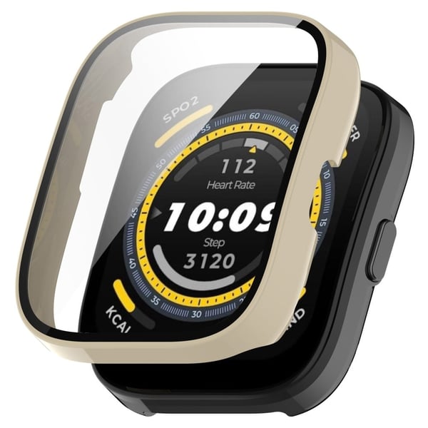 Amazfit Bip 5 beskyttelsesdeksel med herdet glass - Elfenbenshvit