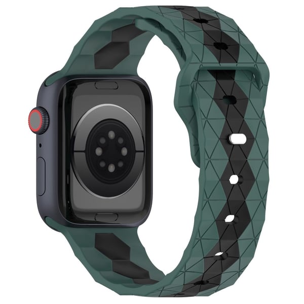 Apple Watch Series 9 45 mm / Ultra 2 fotballmønster silikonrem - Olivengrønn + Svart
