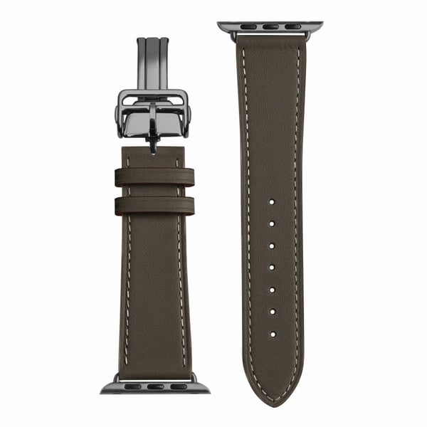 Urarmbånd i ekte lær med svart spenne til Apple Watch Series 6 / 5 40 mm - Taupe