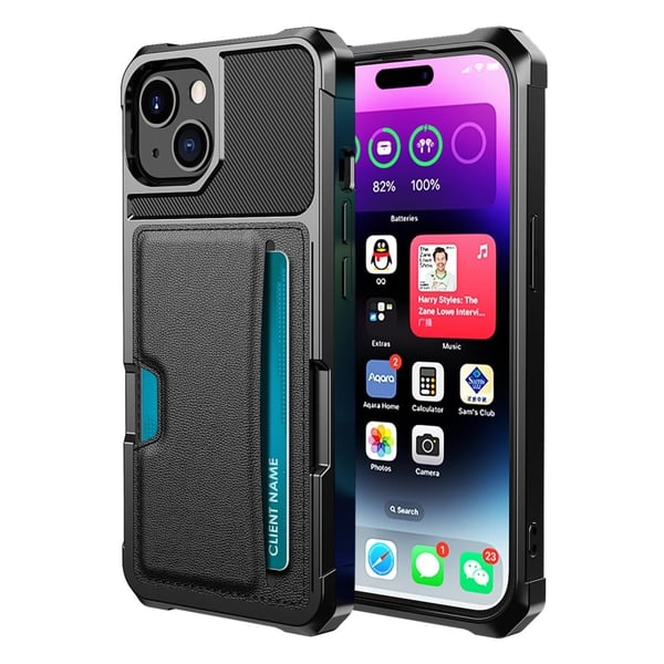 PU lærbelagt anti-fall-etui med kortspor for iPhone 15 Plus