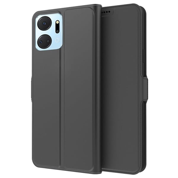 Glatt og tynt premium PU-skinnetui for Honor X7a - Svart