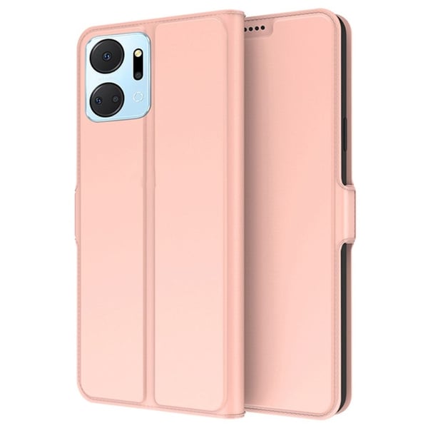 Glatt og tynt premium PU-skinnetui for Honor X7a - Rose Gull
