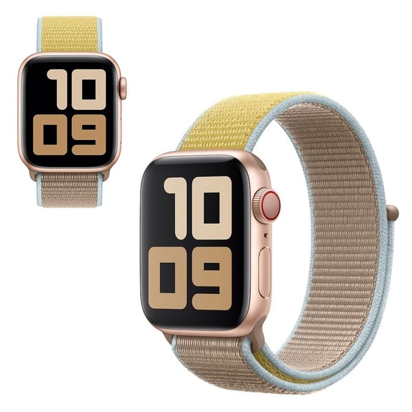 Apple Watch Series 5 44 mm nylonarmbånd med to farger - Gul / Lysebrun