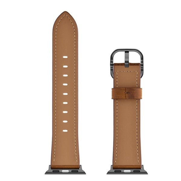 Apple Watch Series 6 / 5 44 mm urrem i ekte skinn - Mørkebrun