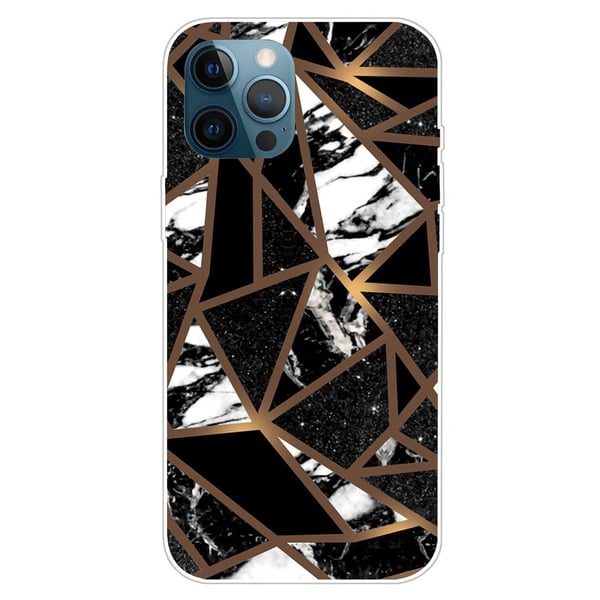 Marble iPhone 15 Pro Etui - Black Tile Fragmenter