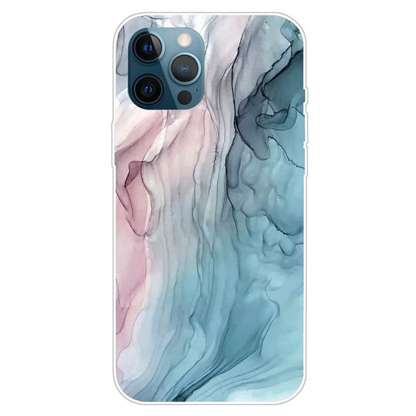 Marble iPhone 15 Plus Etui - Rose / Blå Klinkekule