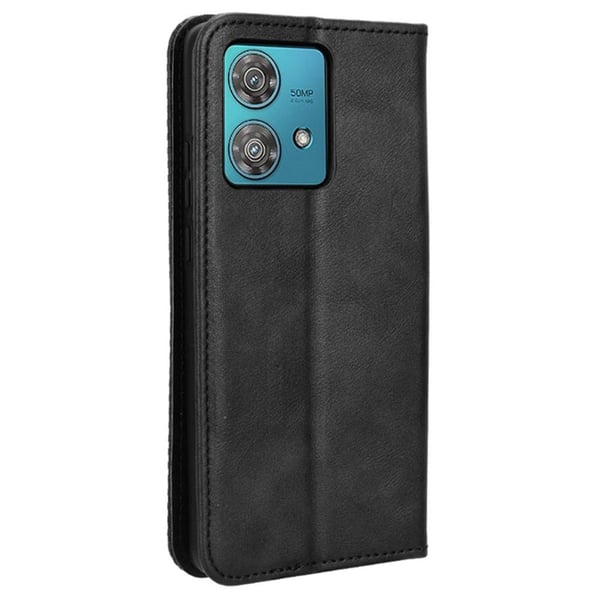 Bofink Vintage Motorola Edge 40 Neo Nahkakotelo - Musta