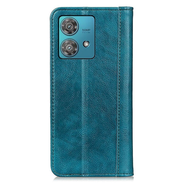 Ekte lærdeksel med magnetisk lukking for Motorola Edge 40 Neo - Grønn