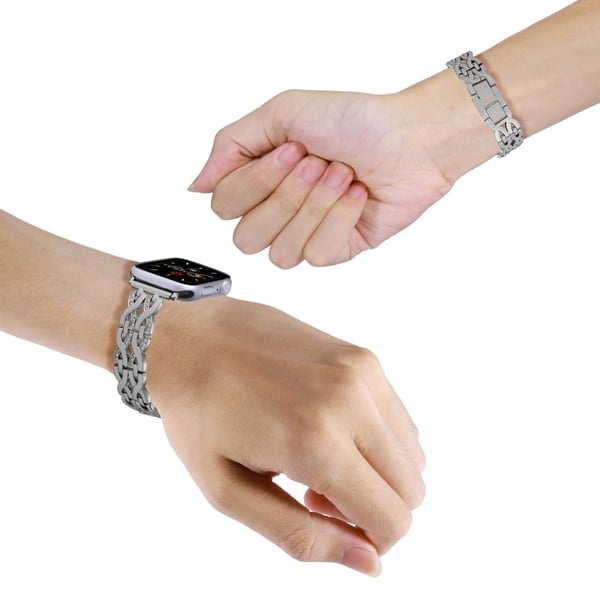 Alloy Double X Rhinestone-klokkerem til Apple Watch Series 42mm/44mm - Sølv