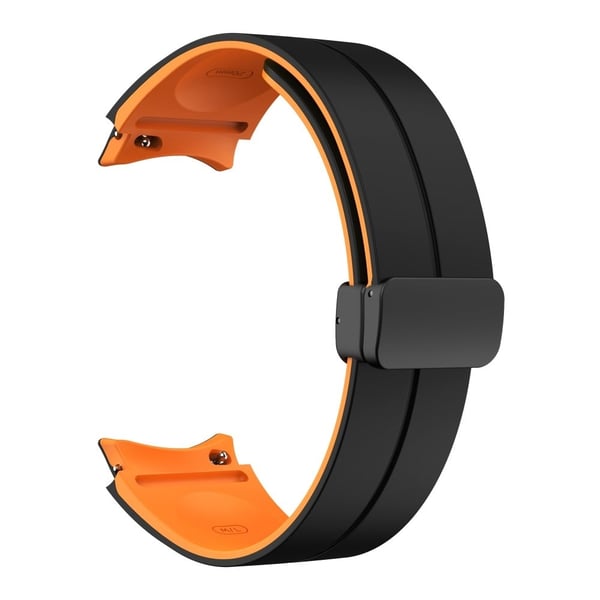 Magnetisk urrem i silikone med to farver til Samsung Galaxy-ure - Sort + Orange