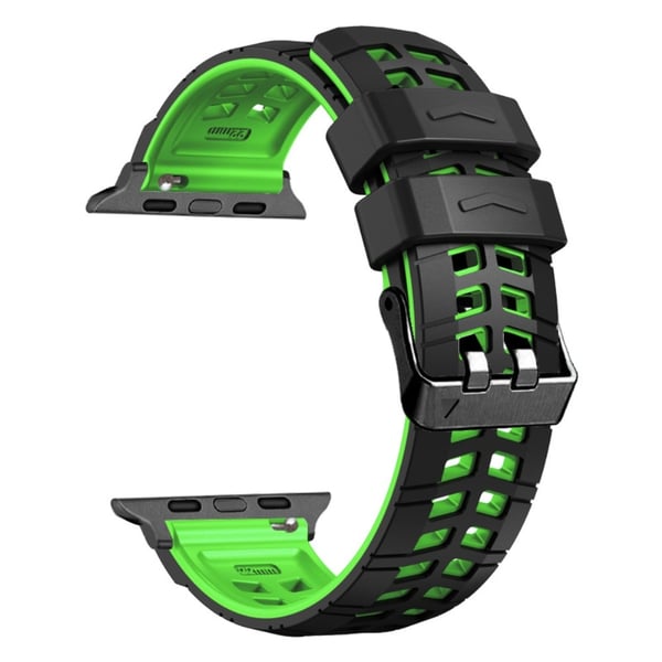 Silikon håndleddsrem i to farger for Apple Watch - Svart + Grønn