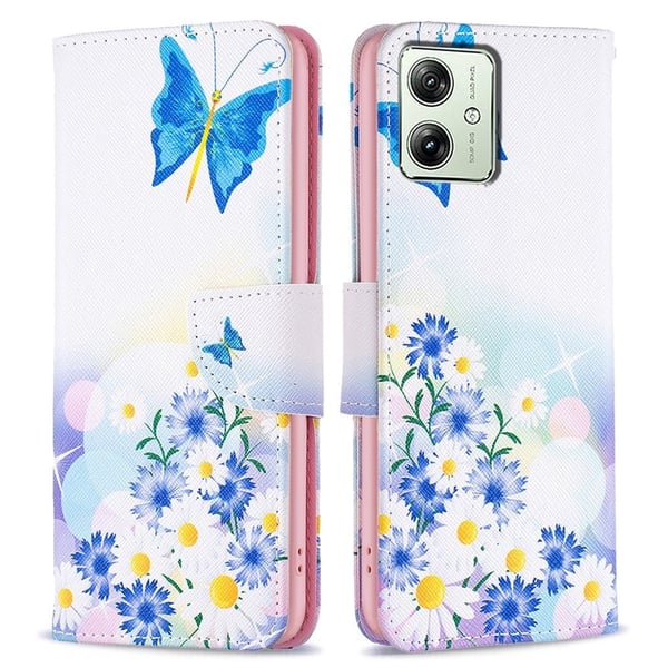Wonderland Motorola Moto G54 Flippetui - Sommerfugl og Blomster