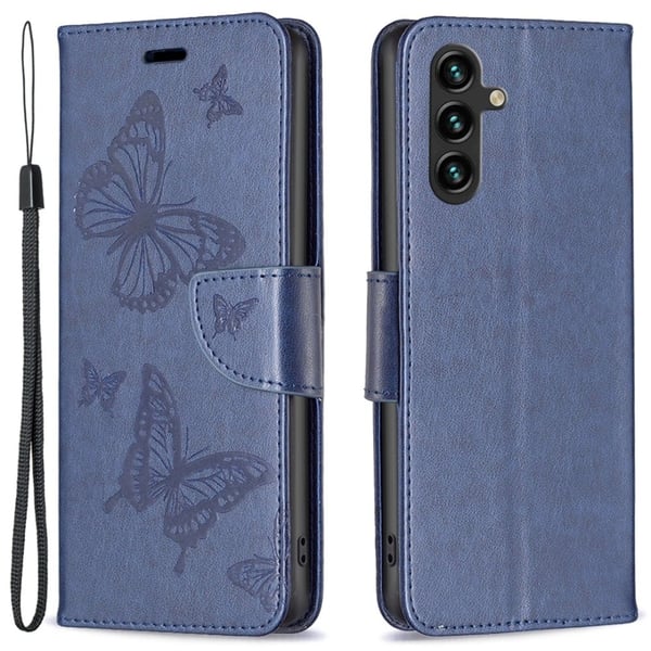 Sommerfugl Samsung Galaxy A15 Flip Etui - Mørkeblå